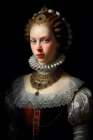 Queen of France in 13th century dress. AI Generated. Art Print